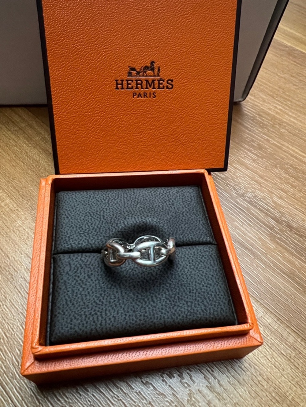 HERMES Chaine d'ancre Enchainee ring sz 7.5